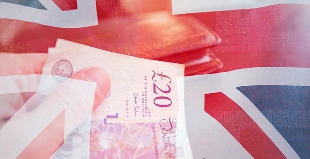  Livre sterling avec le drapeau britannique