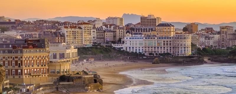 Coucher de soleil sur les plages de Biarritz