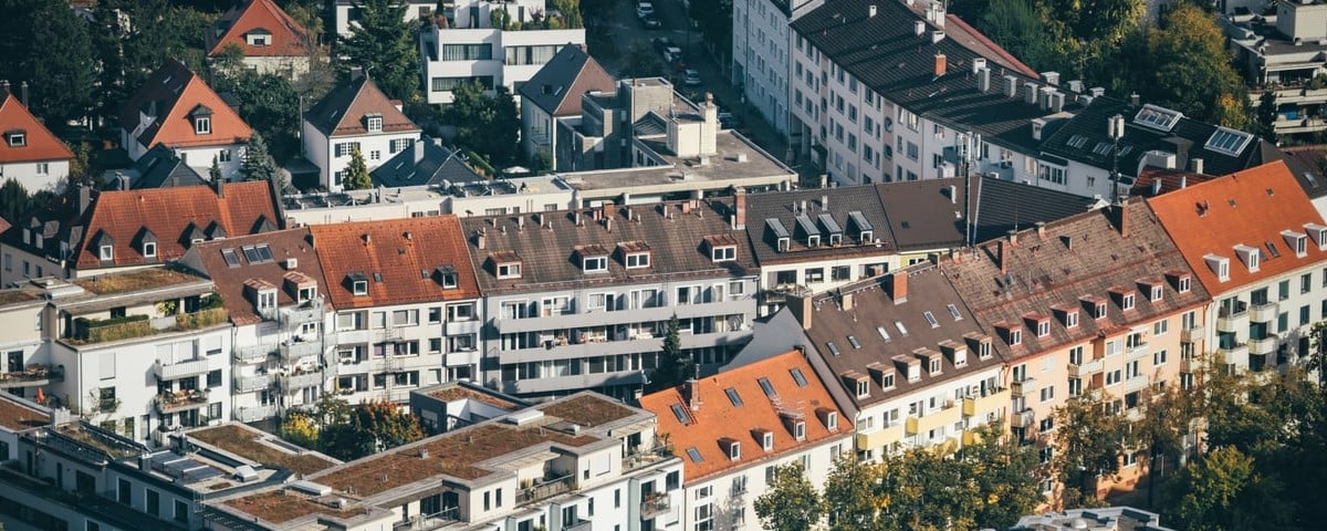 Vue aérienne de bâtiments résidentiels