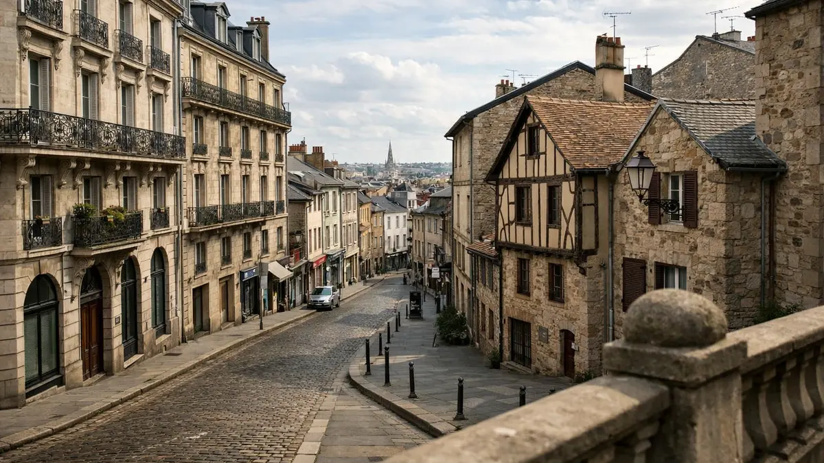 Rue du centre de Limoges et façades d’immeubles