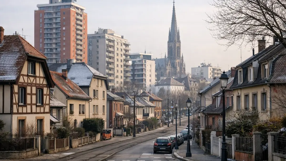 Vue d&rsquo;un quartier r&eacute;sidentiel &agrave; Mulhouse