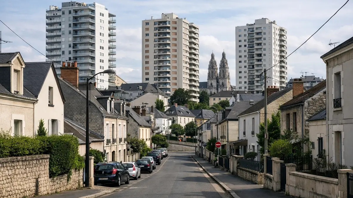 Vue d&rsquo;un quartier r&eacute;sidentiel &agrave; Tours