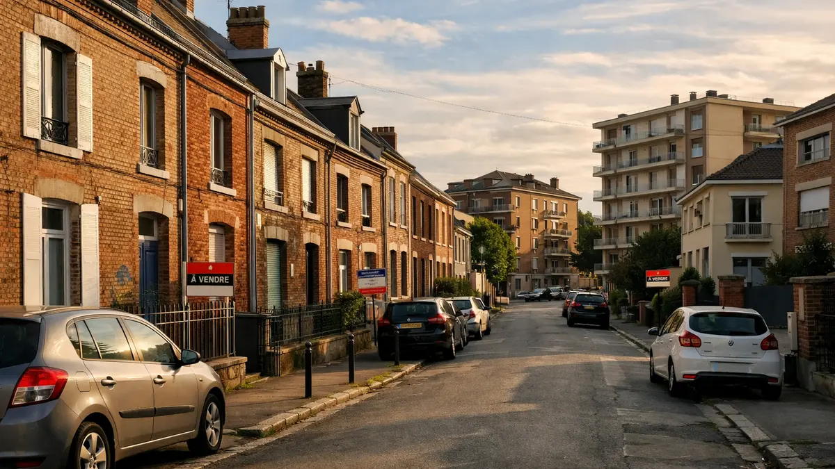 Rue r&eacute;sidentielle &agrave; Amiens avec logements