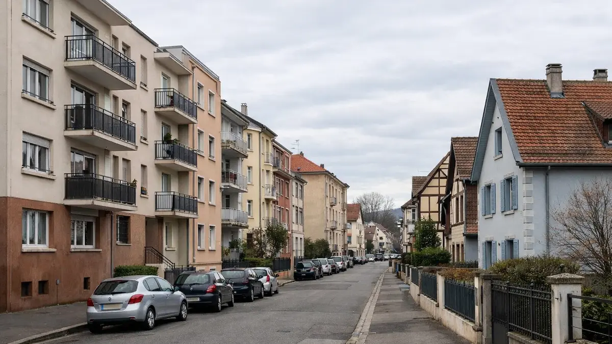 Rue résidentielle à Mulhouse, illustration du marché immobilier