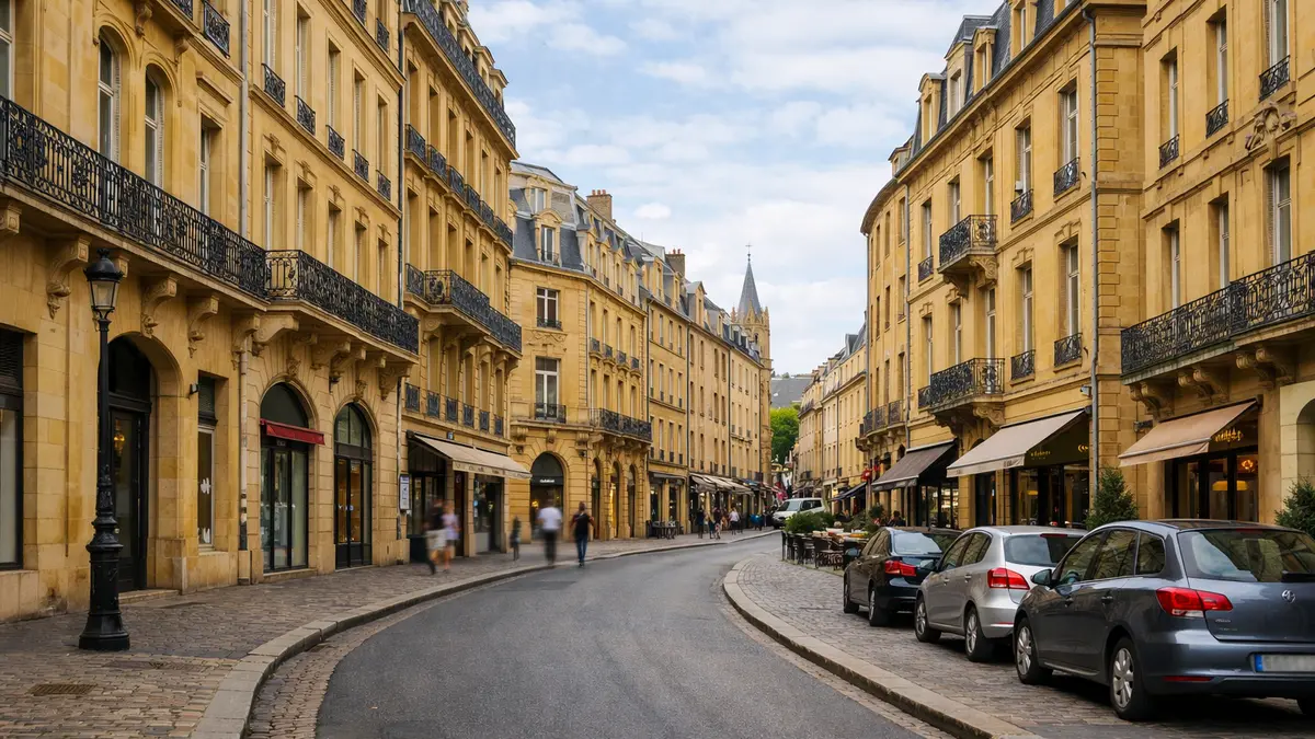 Rue à Metz avec immeubles d’habitation