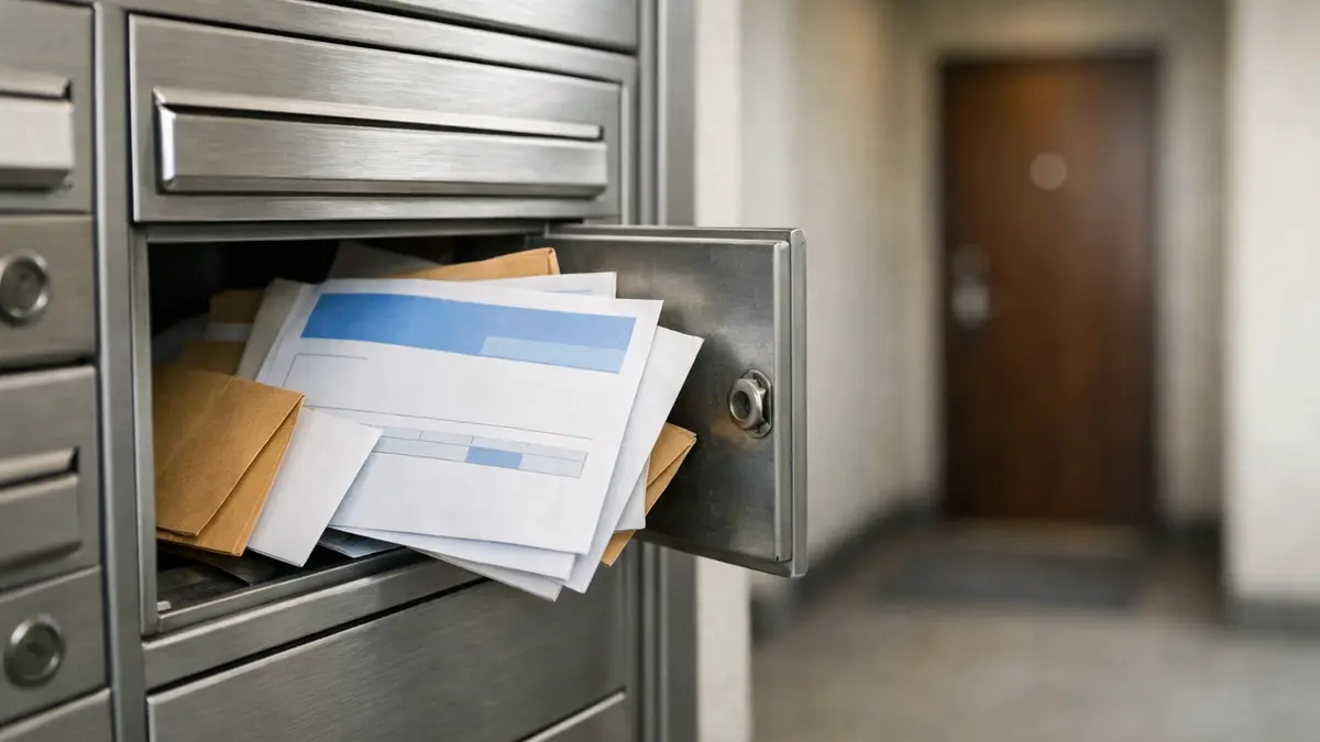 Boîte aux lettres d’immeuble et documents de loyer