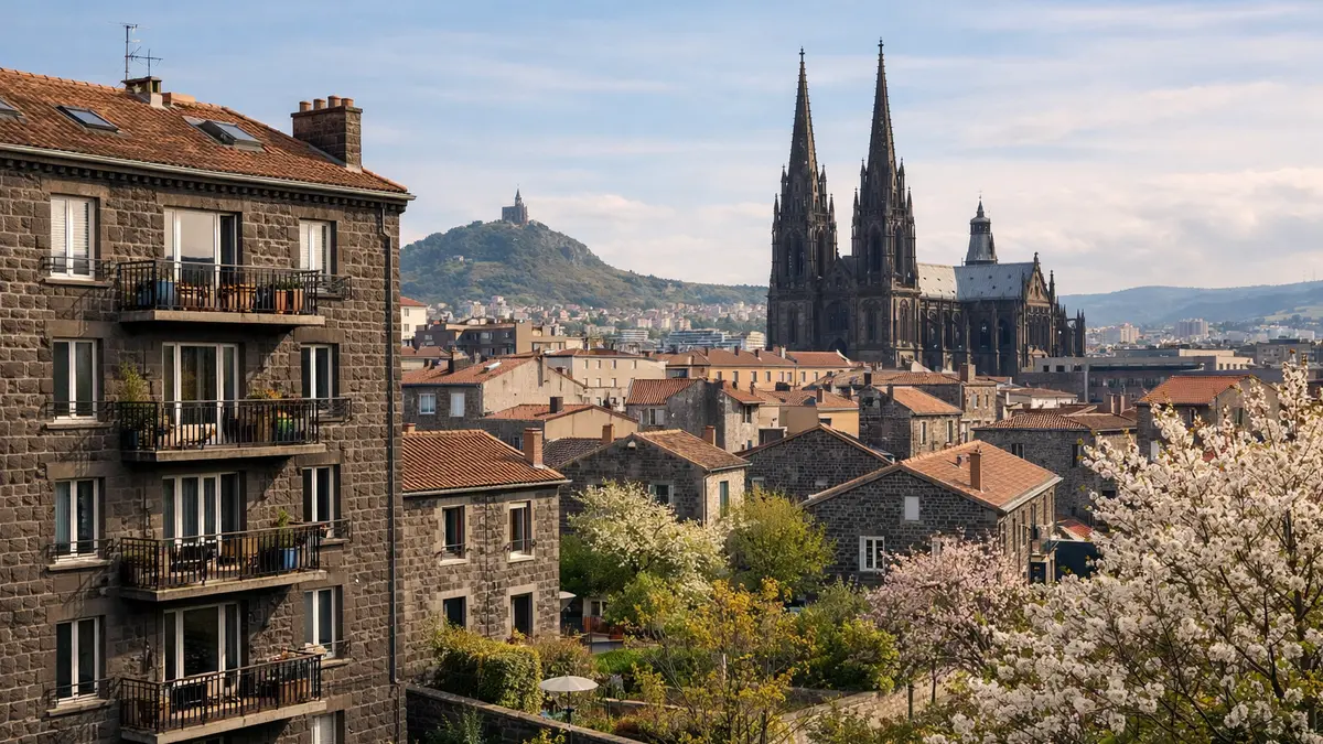 Vue de Clermont-Ferrand avec immeubles et maisons