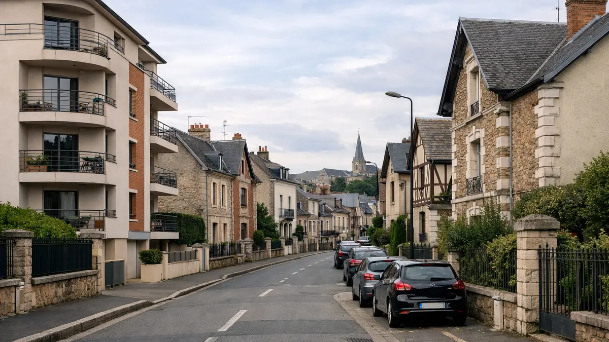 Rue au Mans avec immeubles et maisons