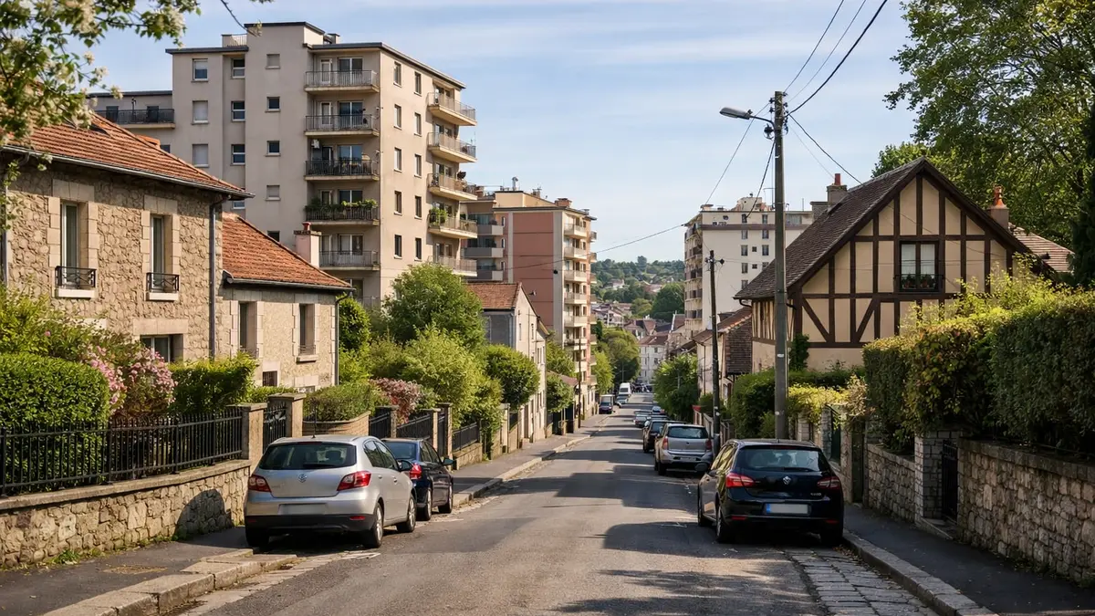 Rue r&eacute;sidentielle &agrave; Limoges, immeubles et maisons
