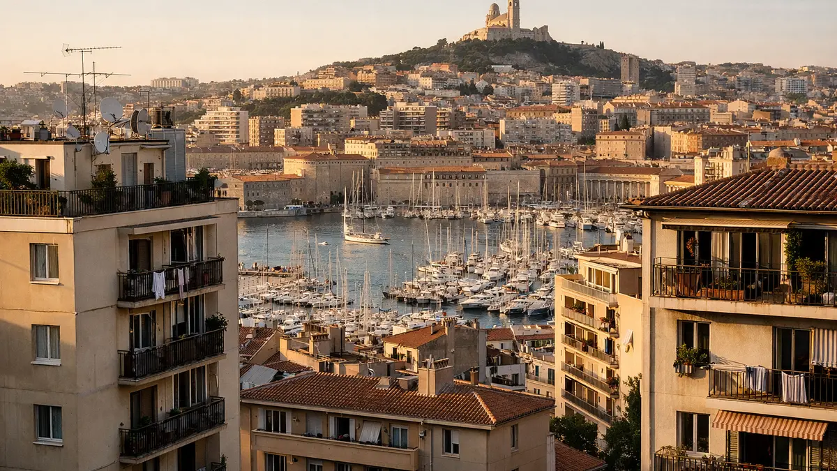 Immeubles d&rsquo;habitation &agrave; Marseille, vue urbaine