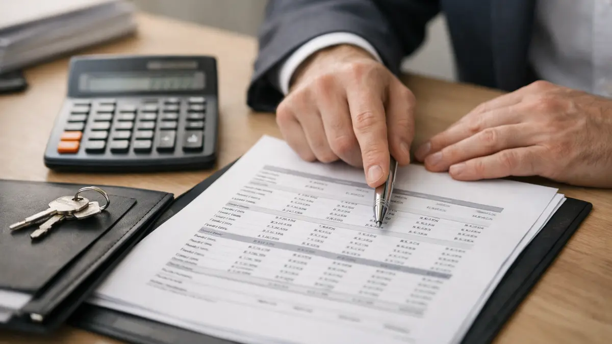 Simulation de prêt immobilier avec calculatrice et documents