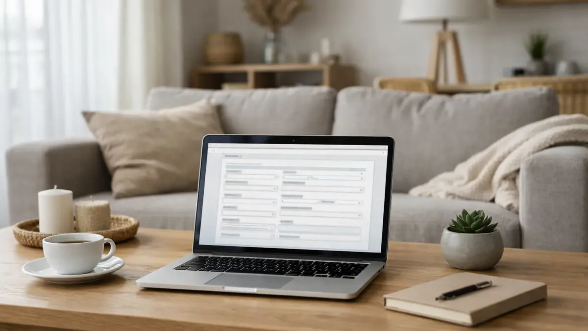 Appartement meublé et déclaration en ligne sur ordinateur