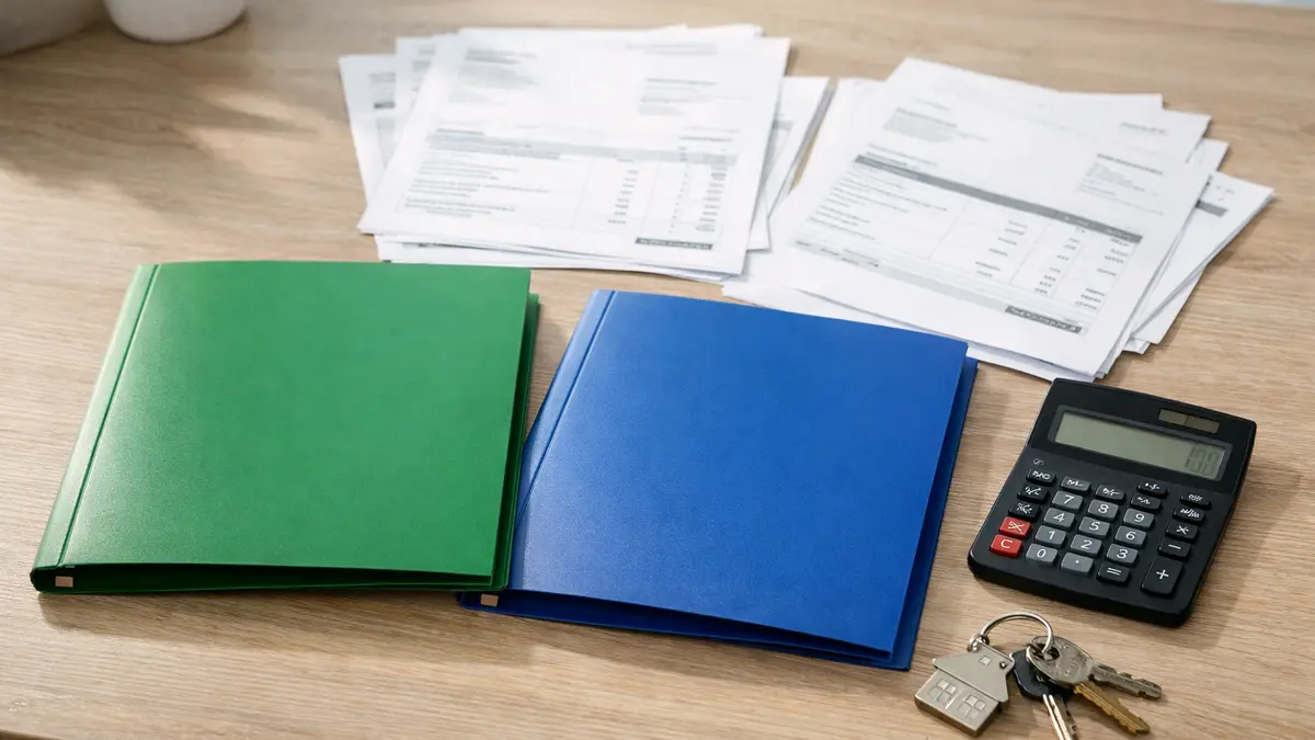 Factures et calculatrice illustrant le budget logement