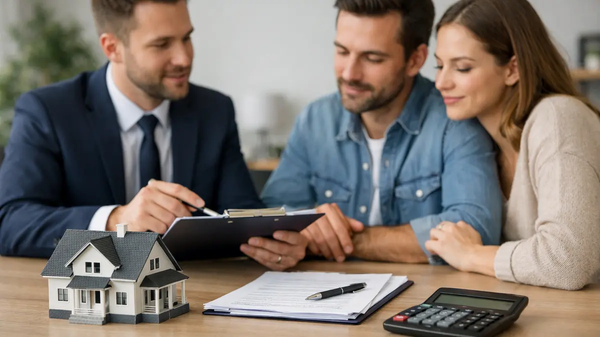 Couple et conseiller bancaire examinant un prêt immobilier