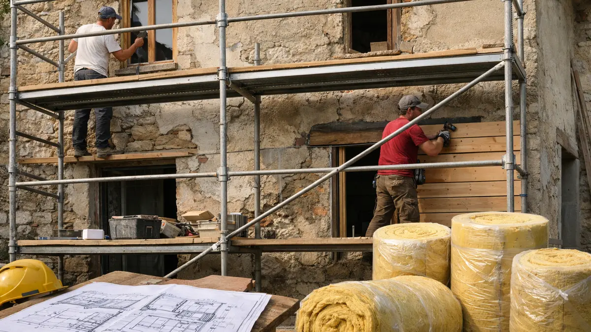 Maison ancienne en travaux de rénovation énergétique