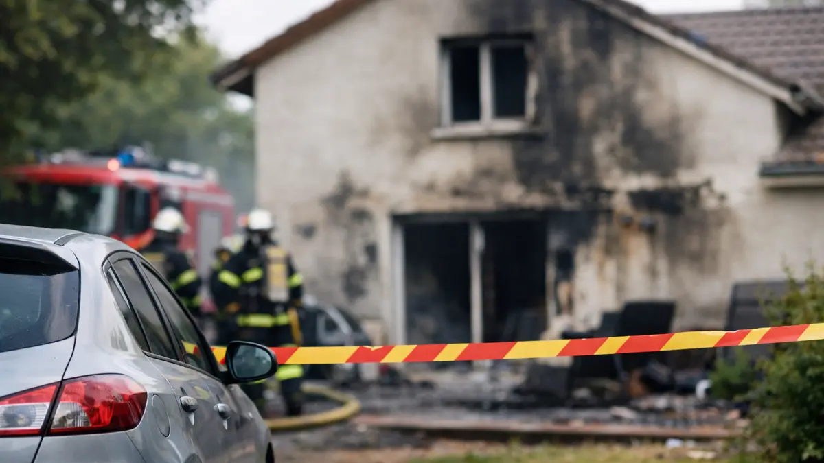 Maison et voiture endommagées après un incendie