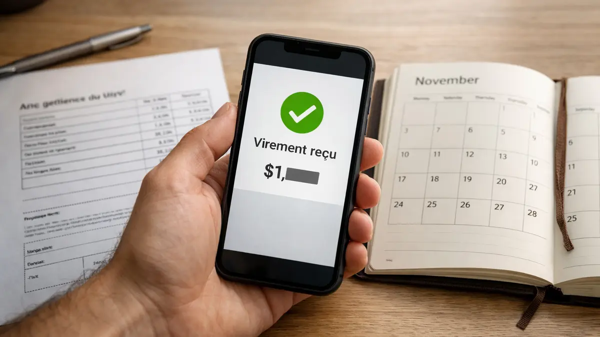 Smartphone affichant un virement et quittance de loyer
