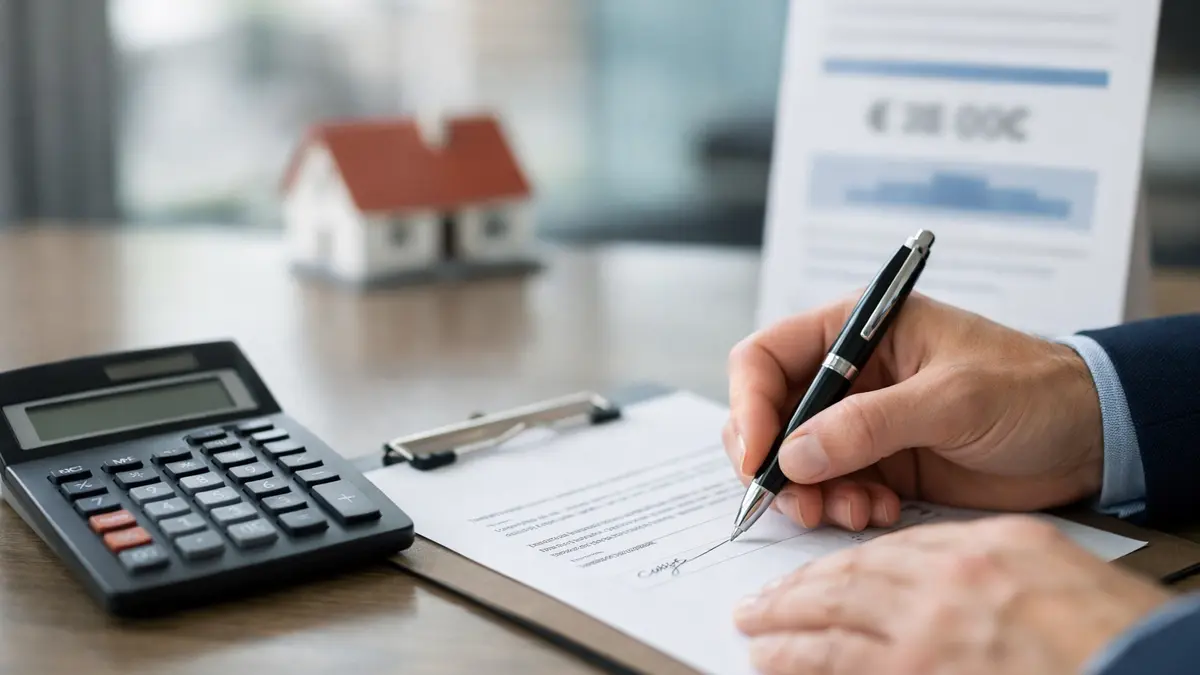 Signature d&rsquo;un dossier de cr&eacute;dit immobilier en banque
