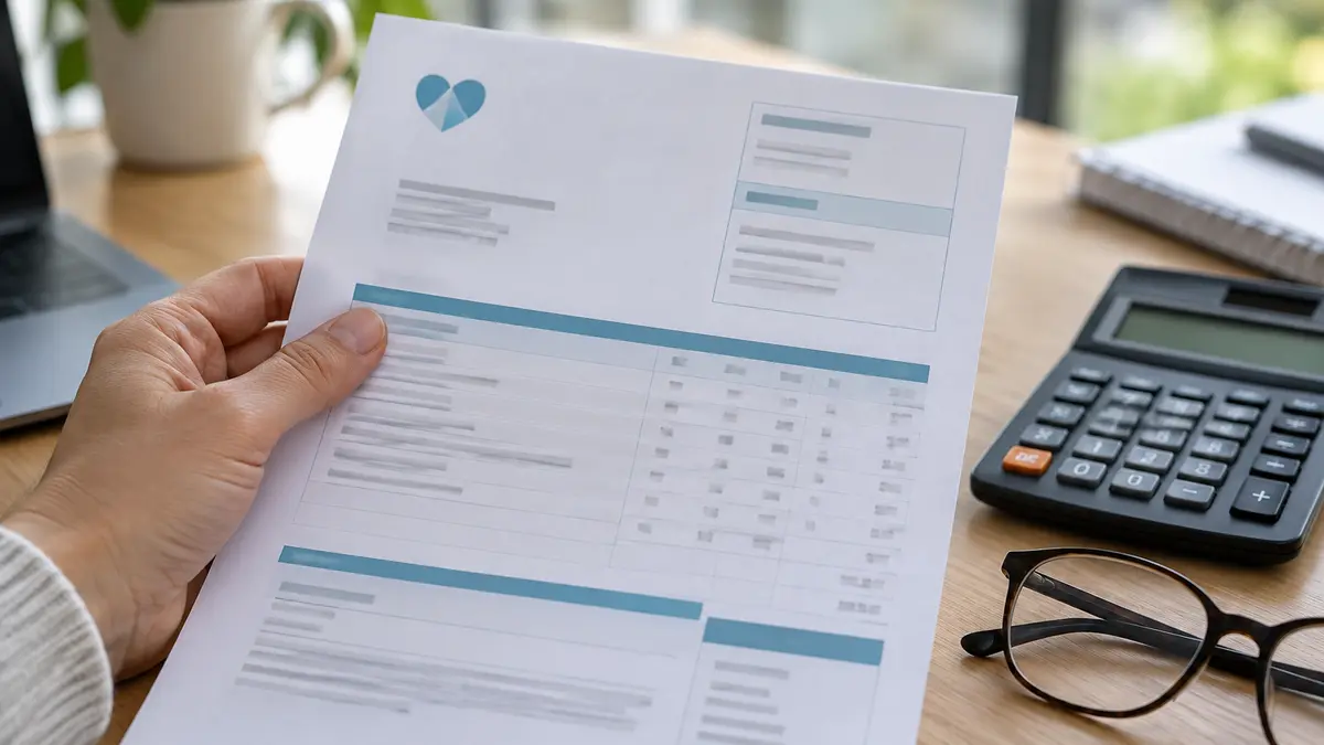 Facture de compl&eacute;mentaire sant&eacute; et calculatrice