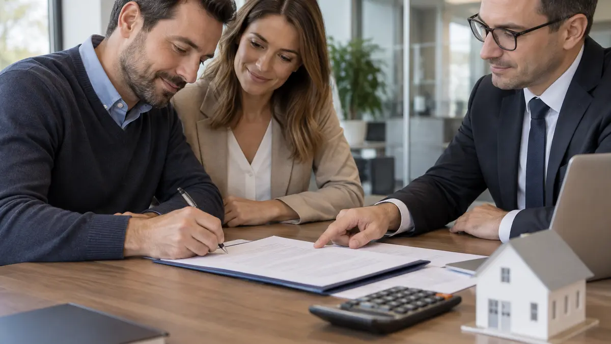 Couple en rendez-vous en banque pour un crédit immobilier