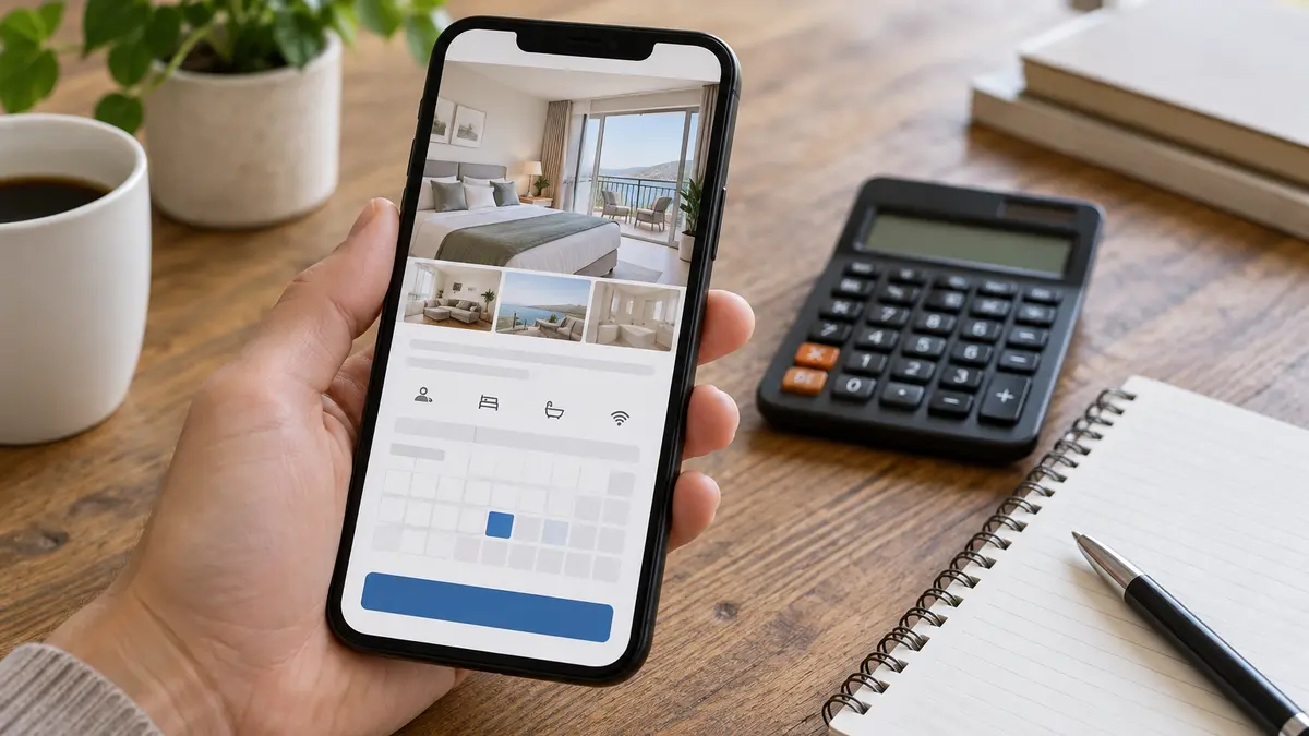 Smartphone, calculatrice et notes sur des frais de location