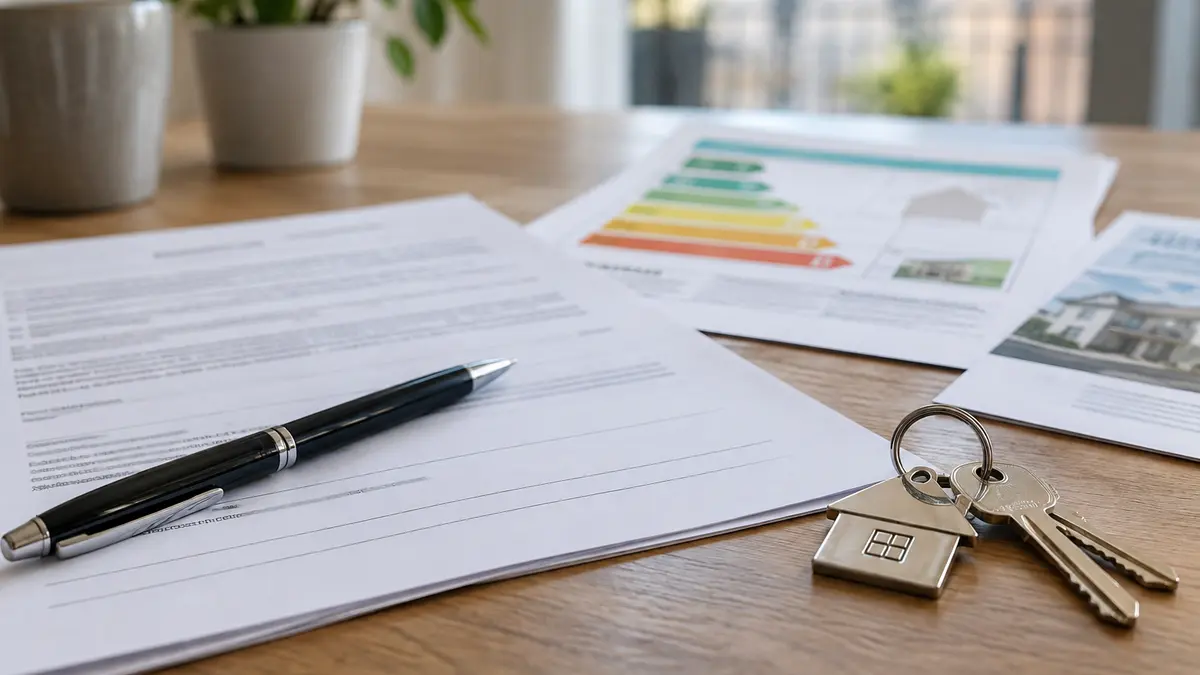 Contrat de location avec notice et DPE sur une table