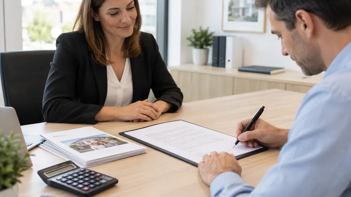 Signature d’un dossier de prêt immobilier et d’assurance emprunteur