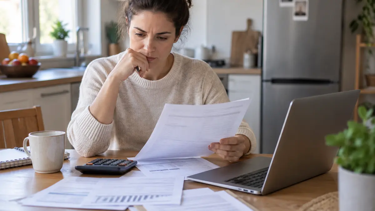 Dossiers de crédit et calculatrice sur une table